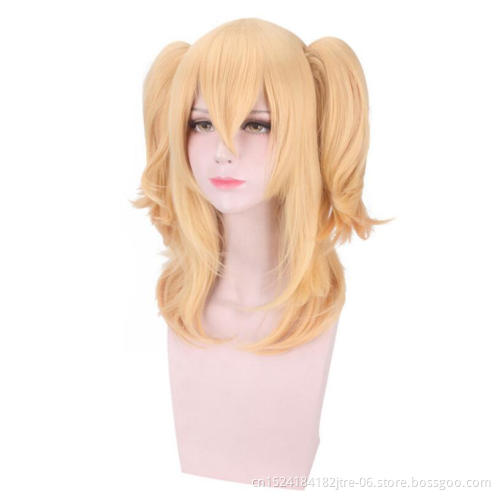 cosplay wig with two ponytail, custom detach ponytail